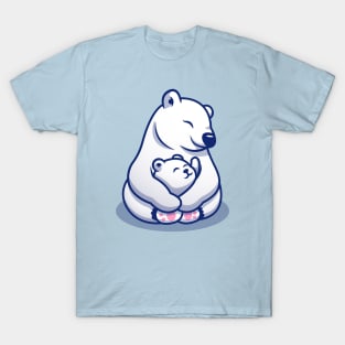 Cute Polar Bear Mom Hugging Baby Polar T-Shirt